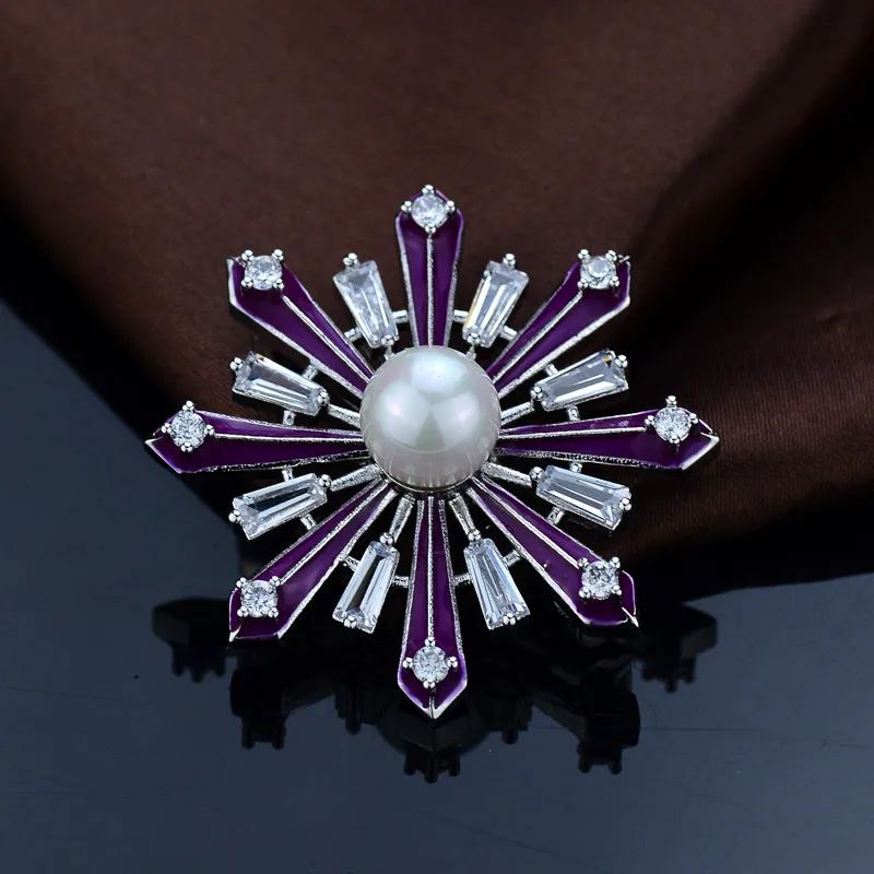 Tisvina Purple Enamel Snowflake Pearl Brooches for Women & Men With Square cubic zircon Elegant Pin Brooch Costume Jewelry
Tisvina Purple Enamel Snowflake Pearl Brooches for Women & Men With Square cubic zircon Elegant Pin Brooch Costume Jewelry