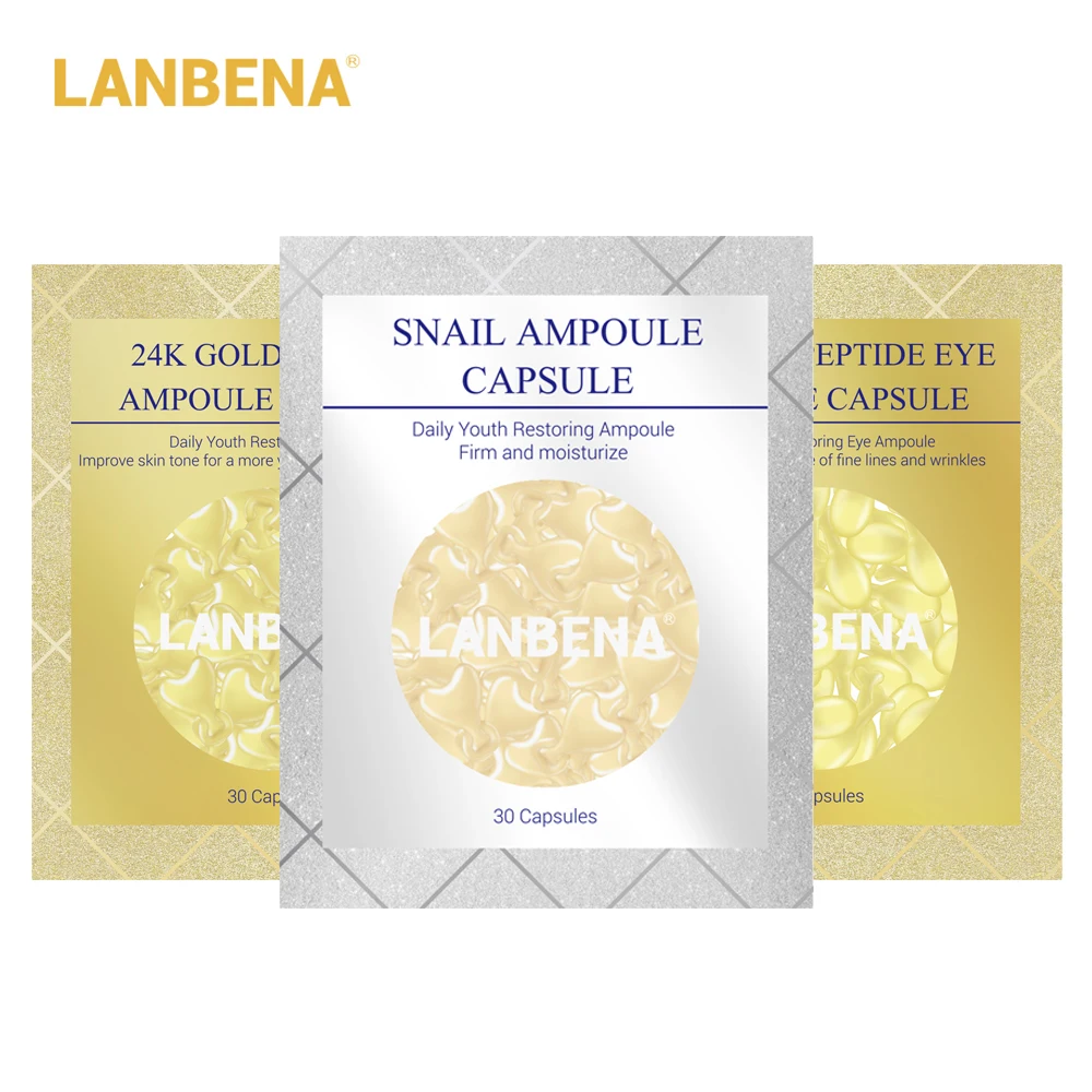 LANBENA 24K Gold Peptide Wrinkles Ampoule Capsule Female Facial Serum Cream Eye Anti-Aging Skin Whitening Snail Cream 90PCS
LANBENA 24K Gold Peptide Wrinkles Ampoule Capsule Female Facial Serum Cream Eye Anti-Aging Skin Whitening Snail Cream 90PCS