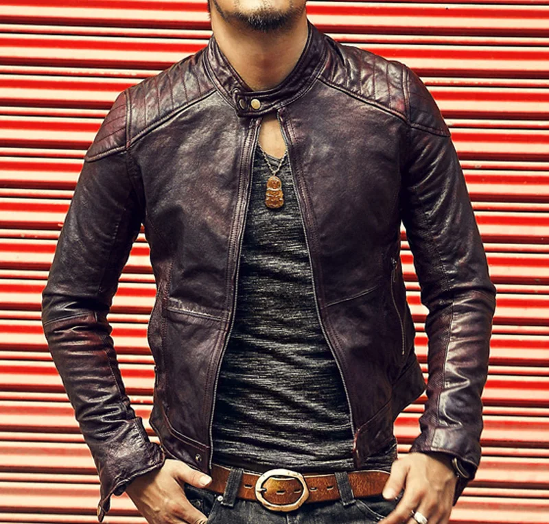 Brand Leather Jacket Men Slim Short Stand Collar Bomber men Jacket genuine Leather sheepskin Coat 2016 New Autumn winter
Brand Leather Jacket Men Slim Short Stand Collar Bomber men Jacket genuine Leather sheepskin Coat 2016 New Autumn winter