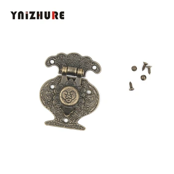 

10PCS 63*78mm Antique Box Buckle lock Hasp Vase Shape carved antique Bronze Zinc Alloy Hardware Accessories Decorative Hardware