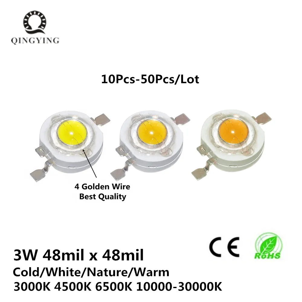 

Full Watt 3W High Power LED Epistar Chip 260-280LM Cold Nature Warm White 3000K 4500K 6500K Light Source For Spotlight Blub