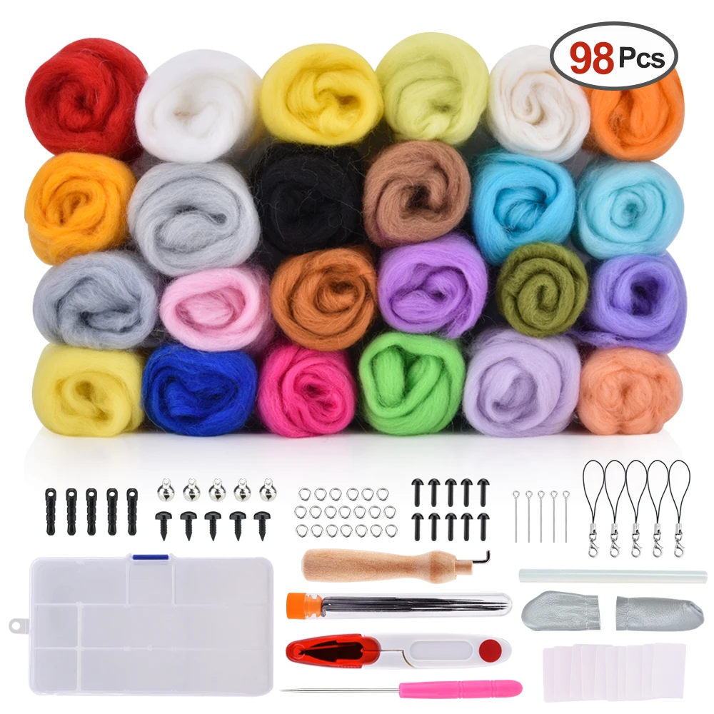 24 Color Wool Felt Needle Felting Kit Starter Fabric Craft Yarn Roving DIY Fox Spinning Sewing Mold Needlework Accessories
24 Color Wool Felt Needle Felting Kit Starter Fabric Craft Yarn Roving DIY Fox Spinning Sewing Mold Needlework Accessories