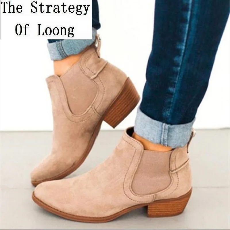 Women New Spring Autumn Plus Size Sewing Rivets Shoes Nubuck Slip On Thick Heels Non Slip Rubber Sole Ankle Boots 20181121
Women New Spring Autumn Plus Size Sewing Rivets Shoes Nubuck Slip On Thick Heels Non Slip Rubber Sole Ankle Boots 20181121