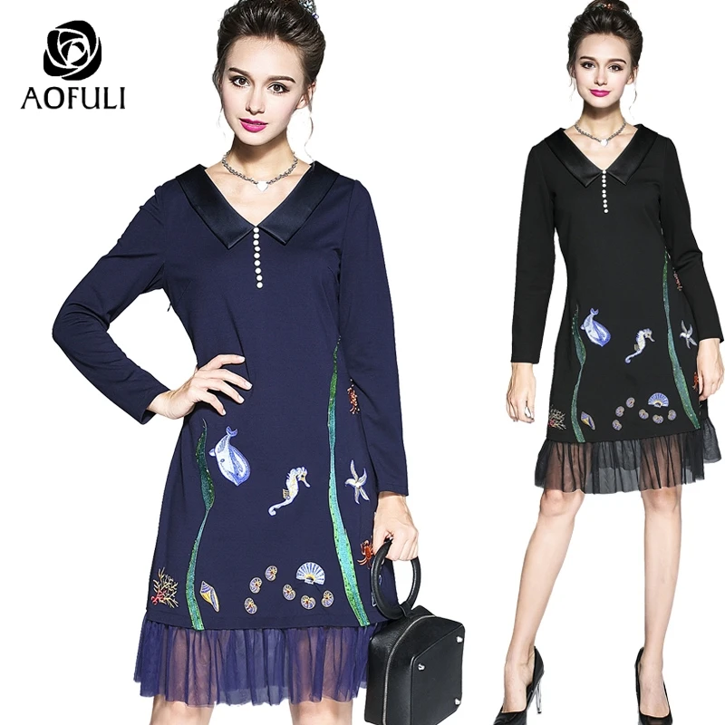 L - 3xl 4xl 5xl Female Marine Animal Embroidery Dress Beadings Mesh Ruffles Large Size Long Sleeve Autumn Casual Dress B5826
L - 3xl 4xl 5xl Female Marine Animal Embroidery Dress Beadings Mesh Ruffles Large Size Long Sleeve Autumn Casual Dress B5826