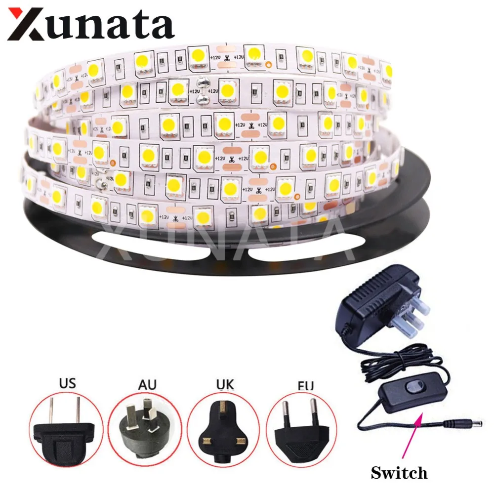 1 м 2 3 Светодиодная лента DC12V SMD 5050 IP65 Водонепроницаемый светодиодный светильник