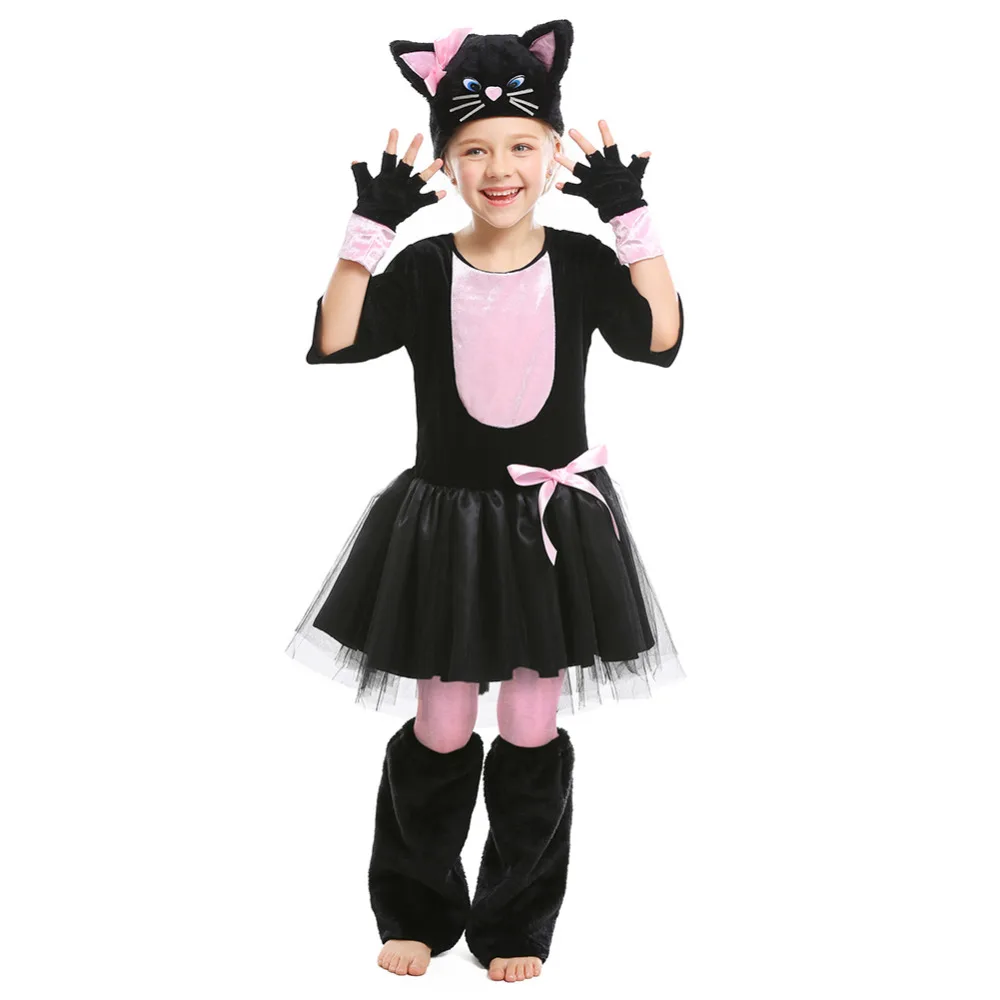 Фото Black Cat Girl Dress Tutu Clothes Halloween Carniavl Costume | Тематическая одежда и униформа