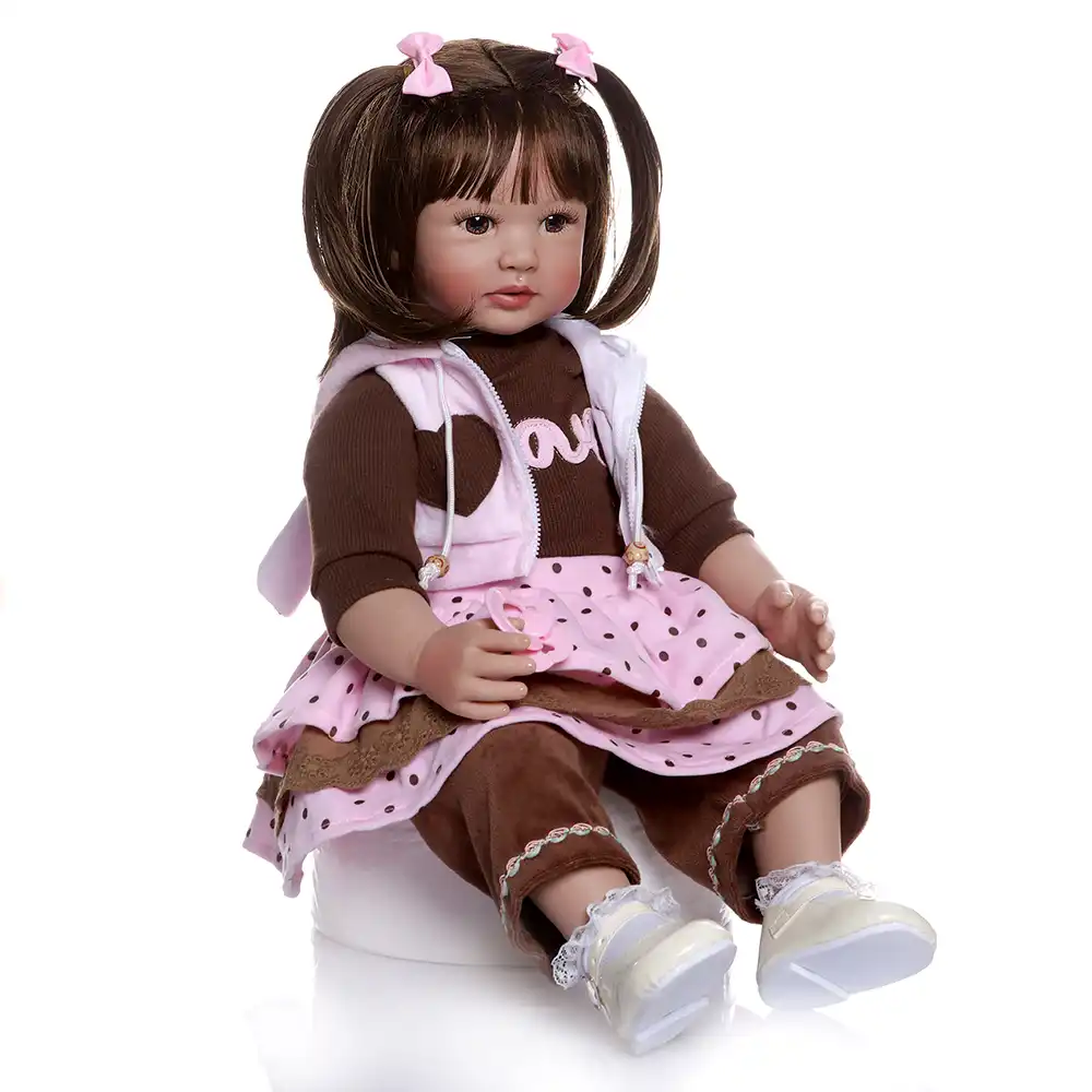 60cm soft silicone vinyl reborn toddler baby girl doll with