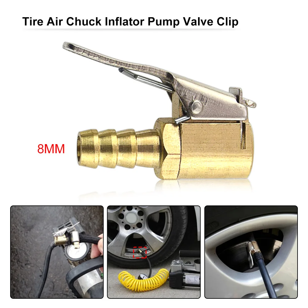

1PCS Car Auto Zinc Alloy 6mm Tyre Wheel Tire Air Chuck Inflator Pump Valve Clip Clamp Connector Adapter for Cars