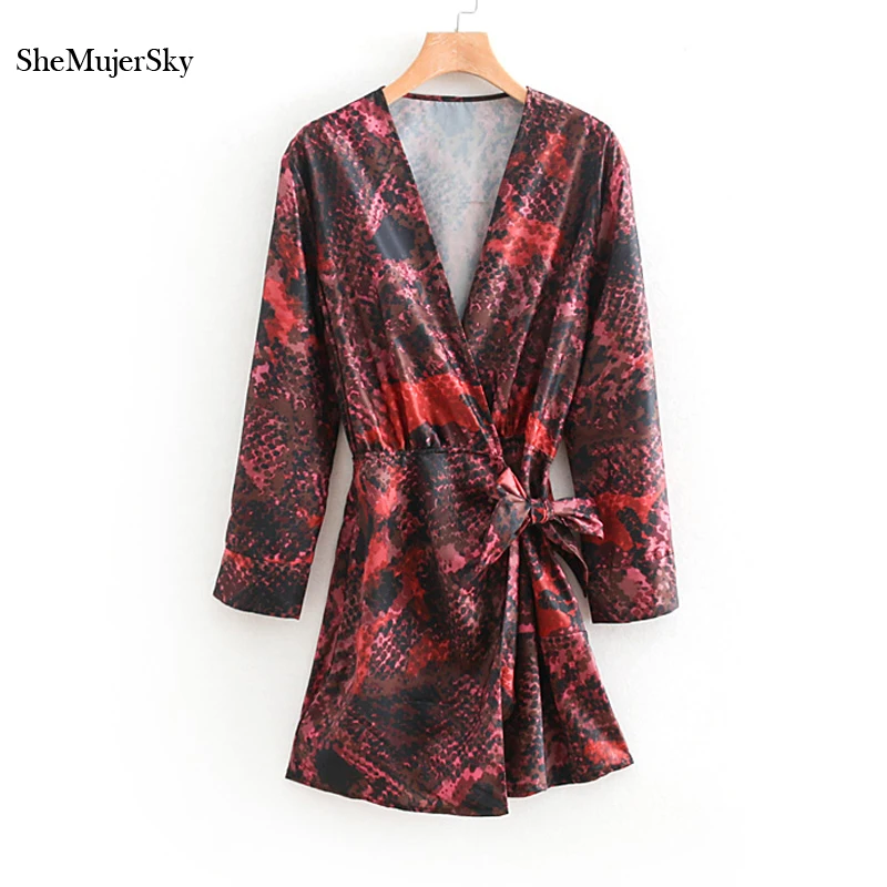 SheMujerSky Snake Skin Print Wrap Dress Autumn Long Sleeve Mini Dress dames jurken
SheMujerSky Snake Skin Print Wrap Dress Autumn Long Sleeve Mini Dress dames jurken