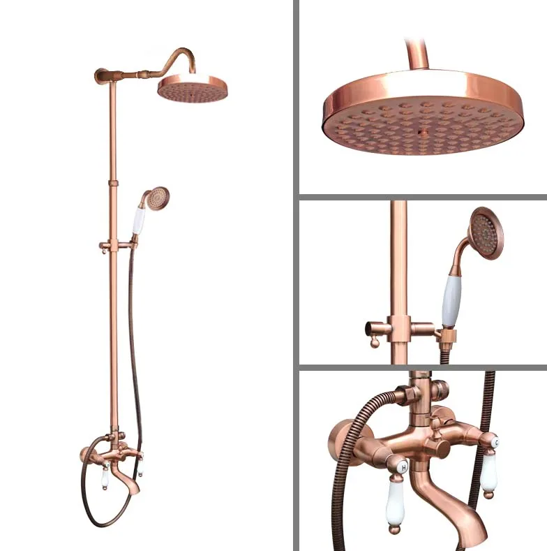 Antique Red Copper Brass Wall Mounted Bathroom 7.7" Round Rain Shower Head Faucet Set Dual Ceramic Handles Tub Mixer Tap mrg642
Antique Red Copper Brass Wall Mounted Bathroom 7.7" Round Rain Shower Head Faucet Set Dual Ceramic Handles Tub Mixer Tap mrg642