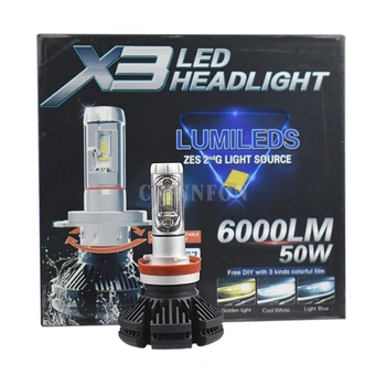 50Pcs/Lot X3 Car LED Headlight Bulbs H1 H3 H7 H11 Hi/Lo H4 H13 9004 9007 50W 6000LM with ZES Chips For Headlamp Fog Light
50Pcs/Lot X3 Car LED Headlight Bulbs H1 H3 H7 H11 Hi/Lo H4 H13 9004 9007 50W 6000LM with ZES Chips For Headlamp Fog Light