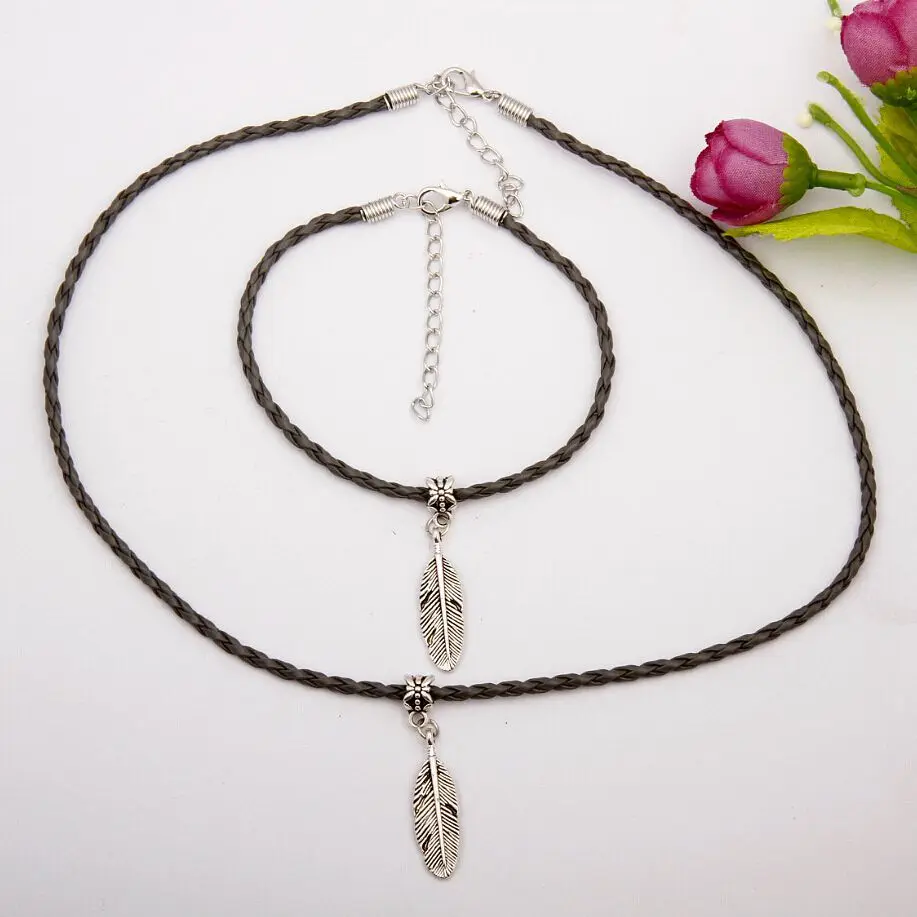 Fashion Jewelry Charms Retro Silver Angel Wings Multicolor Braided Rope Pendant Necklace Bracelets Sets Women Gifts 10 Set E293
Fashion Jewelry Charms Retro Silver Angel Wings Multicolor Braided Rope Pendant Necklace Bracelets Sets Women Gifts 10 Set E293
