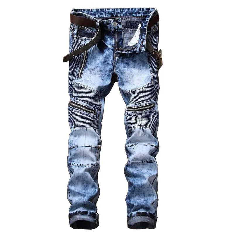 Newsosoo Fashion Men's Ripped Pleated Biker Jeans Pants Washed Slim Fit Denim Motorcycle Denim Trousers Straight For Male
Newsosoo Fashion Men's Ripped Pleated Biker Jeans Pants Washed Slim Fit Denim Motorcycle Denim Trousers Straight For Male