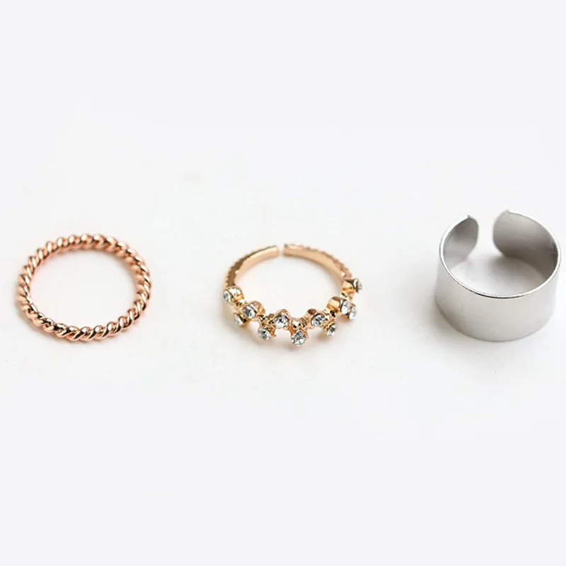 Elegant Golden Voluble Shiny Clear Crystal Silver Plated Wide Open Midi Rings For Women | Украшения и аксессуары