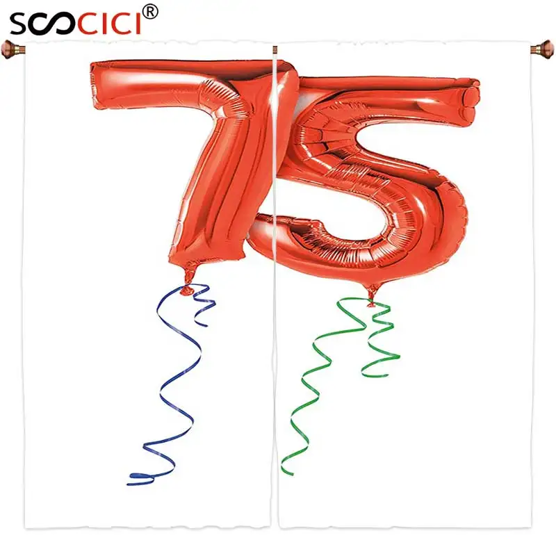 Window Curtains Treatments 2 Panels,75th Birthday Decorations Number Balloons in Red with Curly Ribbons Celebration Mood Red
Window Curtains Treatments 2 Panels,75th Birthday Decorations Number Balloons in Red with Curly Ribbons Celebration Mood Red