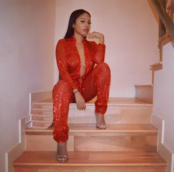 Autumn Women Ladies Party Jumpsuit Zipper Drawstring Waist Club Jumpsuit Sexy Long Sleeve Sparkly Sequin Jumpsuits
Autumn Women Ladies Party Jumpsuit Zipper Drawstring Waist Club Jumpsuit Sexy Long Sleeve Sparkly Sequin Jumpsuits