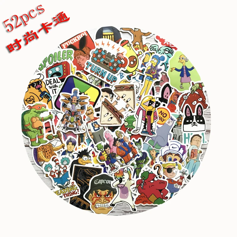 52Pcs American Cartoon Pvc Stickers For Luggage Skateboard Phone Laptop Moto Trunk Guitar Car DIY Waterproof Stickers kids toys
52Pcs American Cartoon Pvc Stickers For Luggage Skateboard Phone Laptop Moto Trunk Guitar Car DIY Waterproof Stickers kids toys