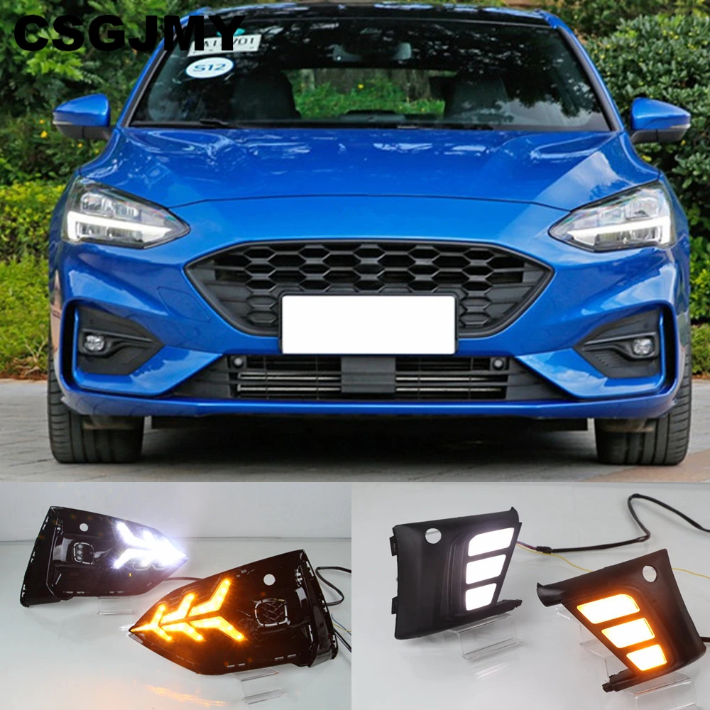 CSGJMY 2PCS DRL Car LED Daytime Running Light fog lamp driving light with Turning Yellow Signal style Relay for Ford Focus 2019
CSGJMY 2PCS DRL Car LED Daytime Running Light fog lamp driving light with Turning Yellow Signal style Relay for Ford Focus 2019