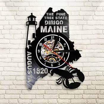 The Pine Tree State Dirigo Maine Established 1820 Vinyl Wall Clock Rustic Cabin Country Decor Led Lamp Map Lighting Watch 
The Pine Tree State Dirigo Maine Established 1820 Vinyl Wall Clock Rustic Cabin Country Decor Led Lamp Map Lighting Watch