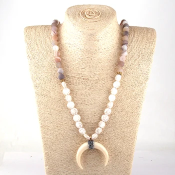 Fashion Bohemian Tribal Artisan Jewelry Flat White S Druzy Ox Horn Moon Necklace For Women
Fashion Bohemian Tribal Artisan Jewelry Flat White S Druzy Ox Horn Moon Necklace For Women