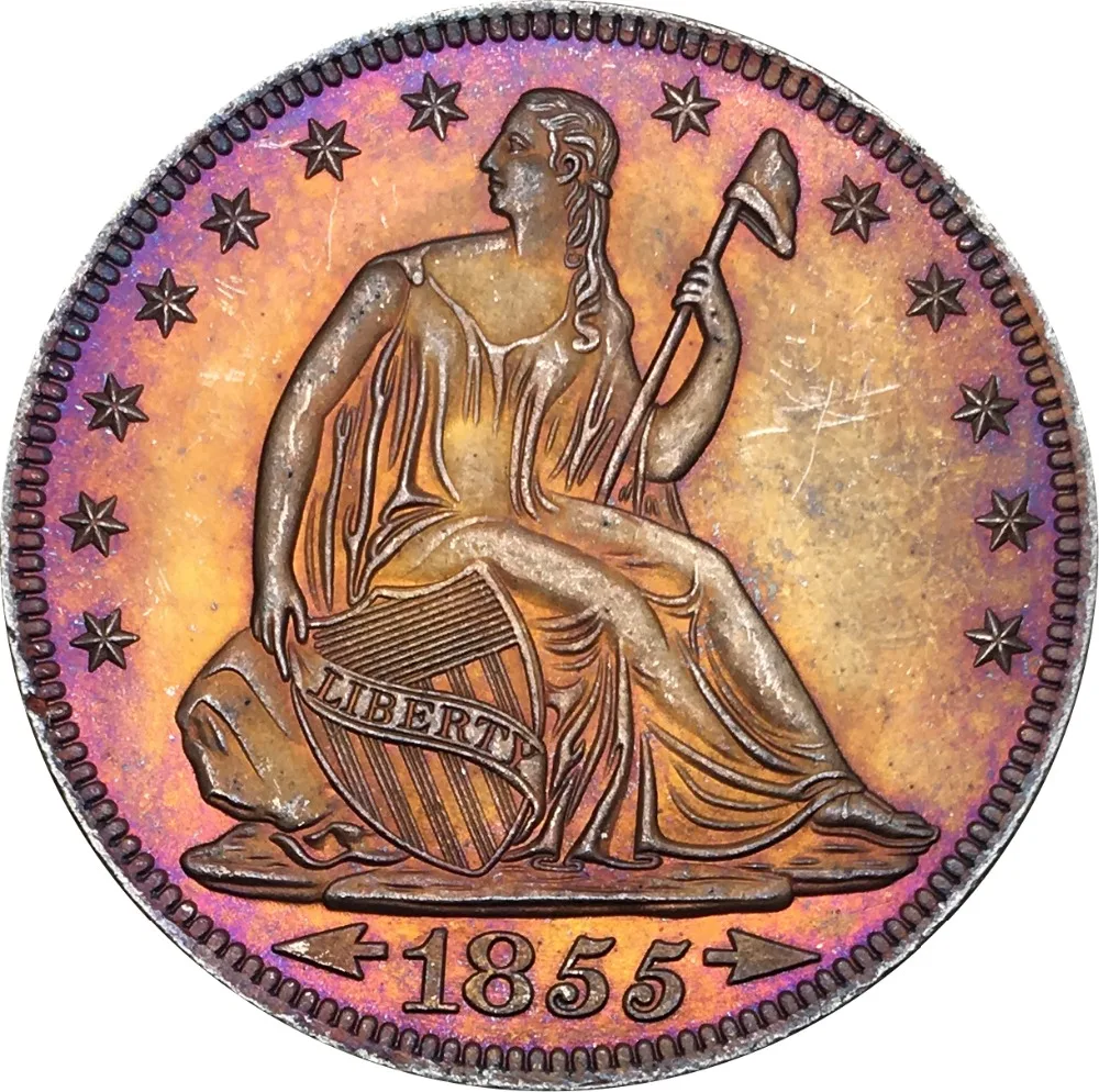 United States Of America 1855 Half Dollar Seated Liberty Brass Silver Plated Copy Coins
United States Of America 1855 Half Dollar Seated Liberty Brass Silver Plated Copy Coins