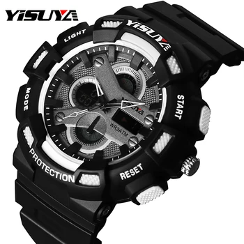 YISUYA Men Chronograph LCD Digital Military Sports Watch Noctilucent 3ATM Waterproof Military Quartz Watch Alarm Dual Time Zones
YISUYA Men Chronograph LCD Digital Military Sports Watch Noctilucent 3ATM Waterproof Military Quartz Watch Alarm Dual Time Zones