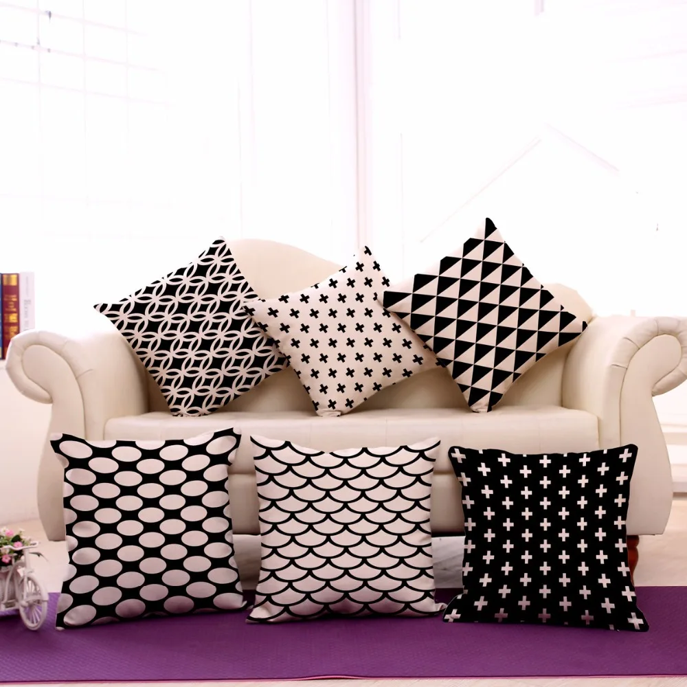 Simple Geometric Decorative throw pillow cover case Black and White Cotton Linen Sofa Seat Waist Cushion Cover 45x45cm
Simple Geometric Decorative throw pillow cover case Black and White Cotton Linen Sofa Seat Waist Cushion Cover 45x45cm