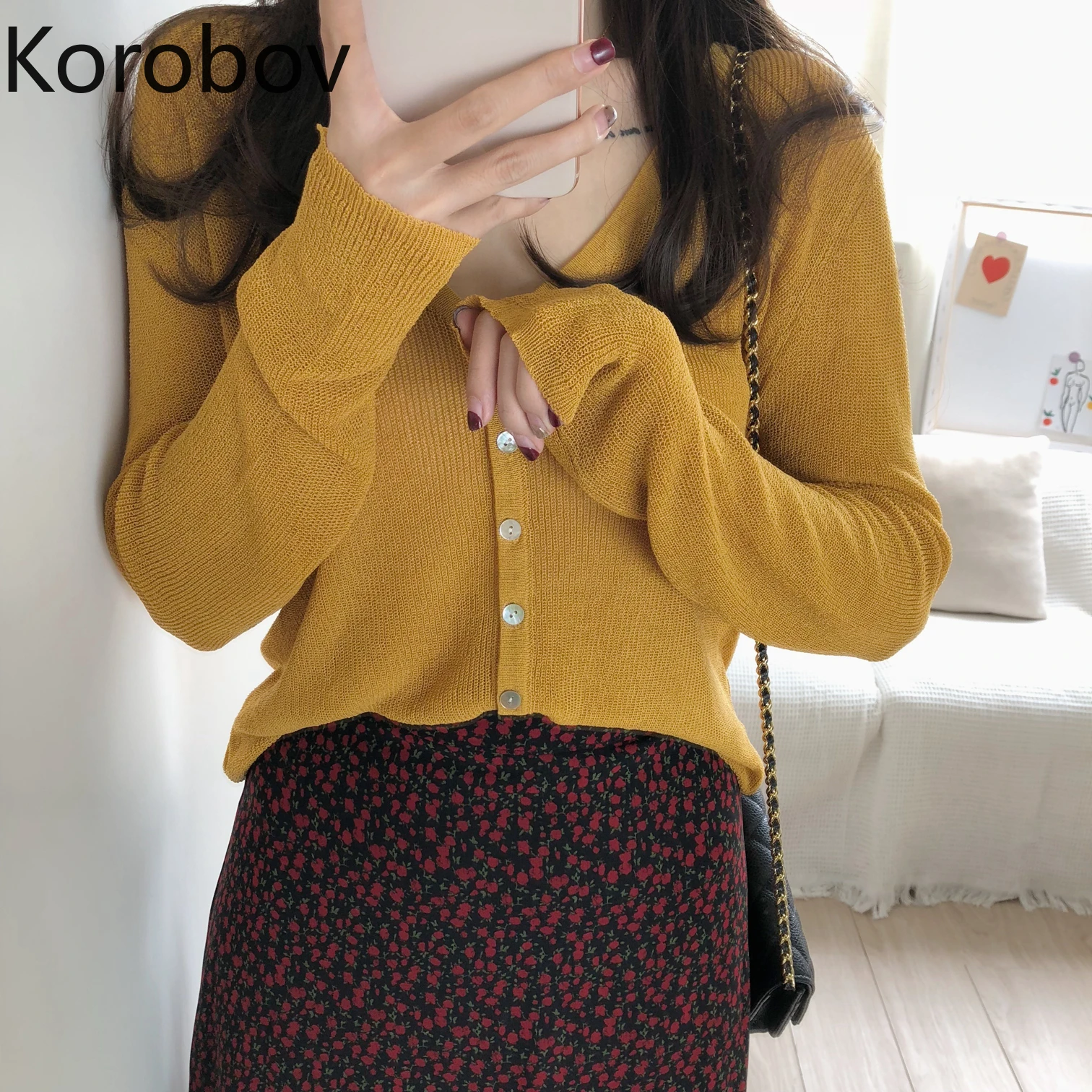 Korobov Korean Solid Vintage Single Breasted Sweaters Long Sleeve Knitted Thin Cardigans Crop Sweater Sueter Mujer 78426
Korobov Korean Solid Vintage Single Breasted Sweaters Long Sleeve Knitted Thin Cardigans Crop Sweater Sueter Mujer 78426