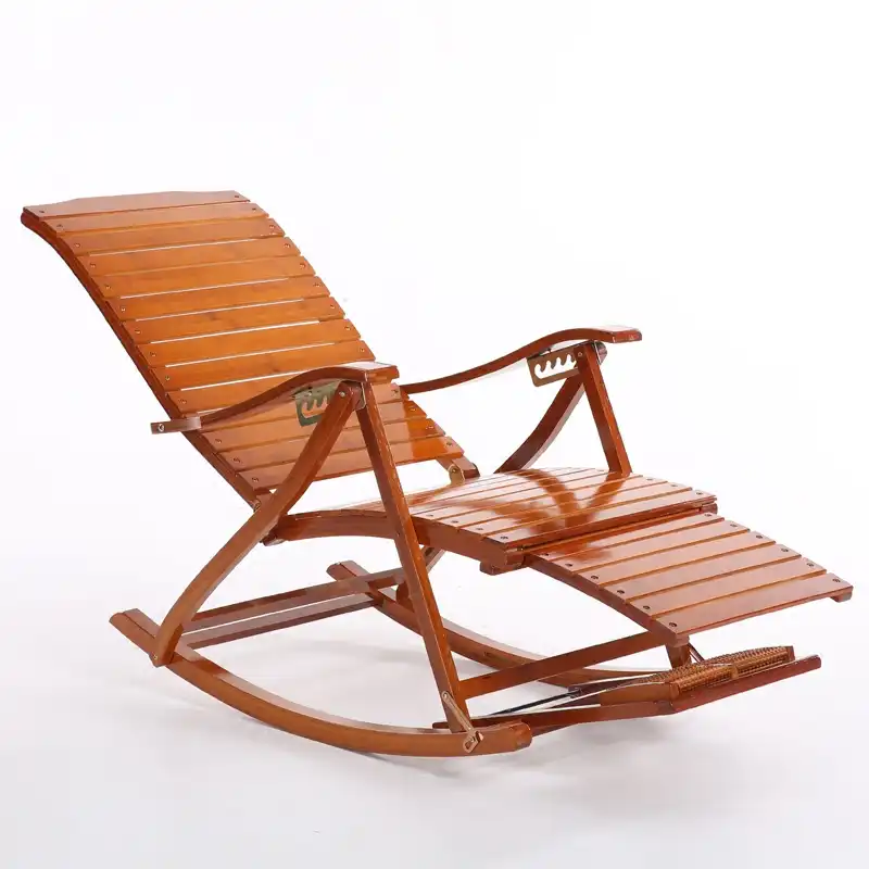 Comfortable Relax Bamboo Rocking Chair With Foot Rest Design