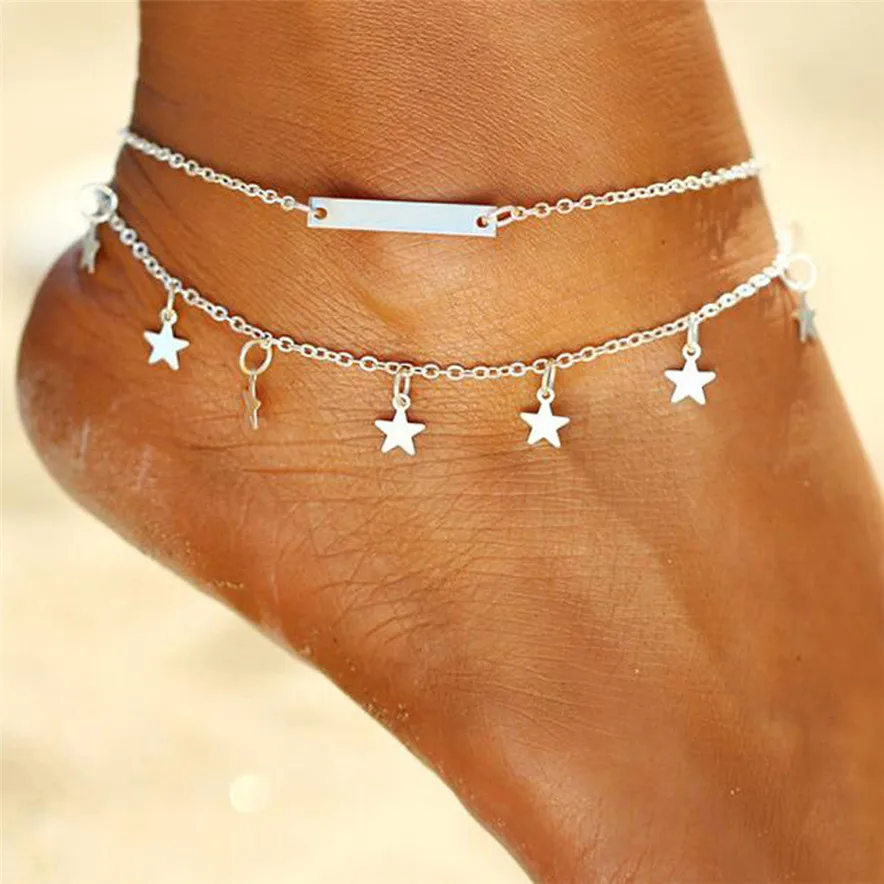 

Stylish Bar Fashion Silver Color Women Bohemia Beach Shell Starfish Turtle Anklets Barefoot Foot Jewelry Anklet Chain #0529