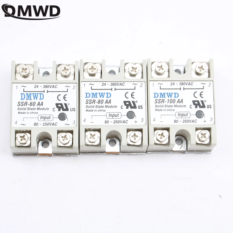 

Solid State Relay SSR-60AA SSR-80AA SSR-100AA 60A 80A 100A AC Control AC Relais 80-250VAC TO 24-380VAC SSR 60AA 80AA 100AA