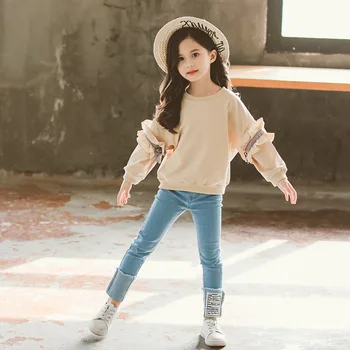 Children Clothing Sets For Girls Ruffles Long Sleeve Sweater & Denim Pants 2 Pcs Girls Sports Suits Teenage Kids Tracksuits
Children Clothing Sets For Girls Ruffles Long Sleeve Sweater & Denim Pants 2 Pcs Girls Sports Suits Teenage Kids Tracksuits