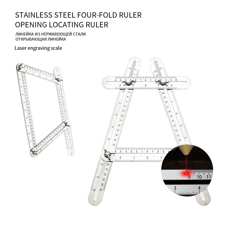 Laser Scale Stainless Steel Folding Ruler 250mm Multi-Function Activity Carpenter Tools Multi Angle Woodworking Measuring Tool
Laser Scale Stainless Steel Folding Ruler 250mm Multi-Function Activity Carpenter Tools Multi Angle Woodworking Measuring Tool