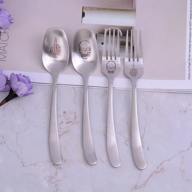 Stainless Steel Tableware Cutlery Skeleton Skull Printed Forks Cooking Tableware Dinnerware Restaurant Western Food Tools
Stainless Steel Tableware Cutlery Skeleton Skull Printed Forks Cooking Tableware Dinnerware Restaurant Western Food Tools