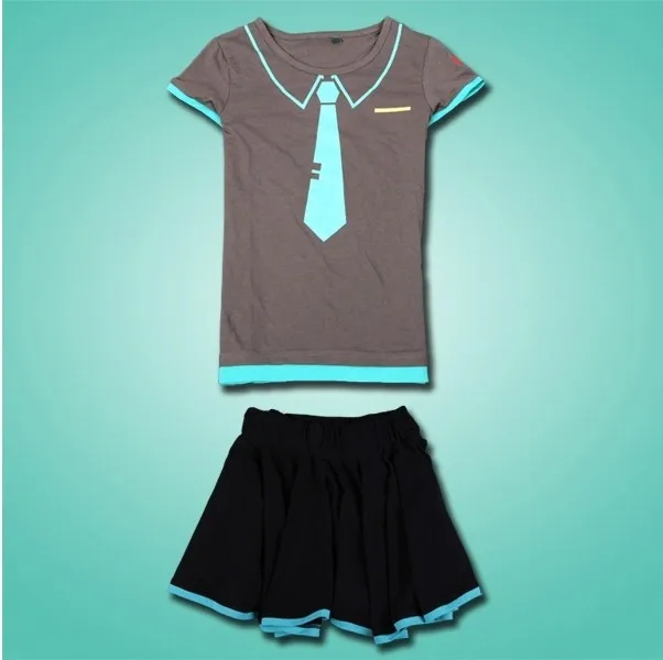 2 pcs/set Hatsune Miku Cosplay Clothes Miku T-shirt + Skirt Anime Fashion Sexy Girl Skirts Free Shipping 
2 pcs/set Hatsune Miku Cosplay Clothes Miku T-shirt + Skirt Anime Fashion Sexy Girl Skirts Free Shipping