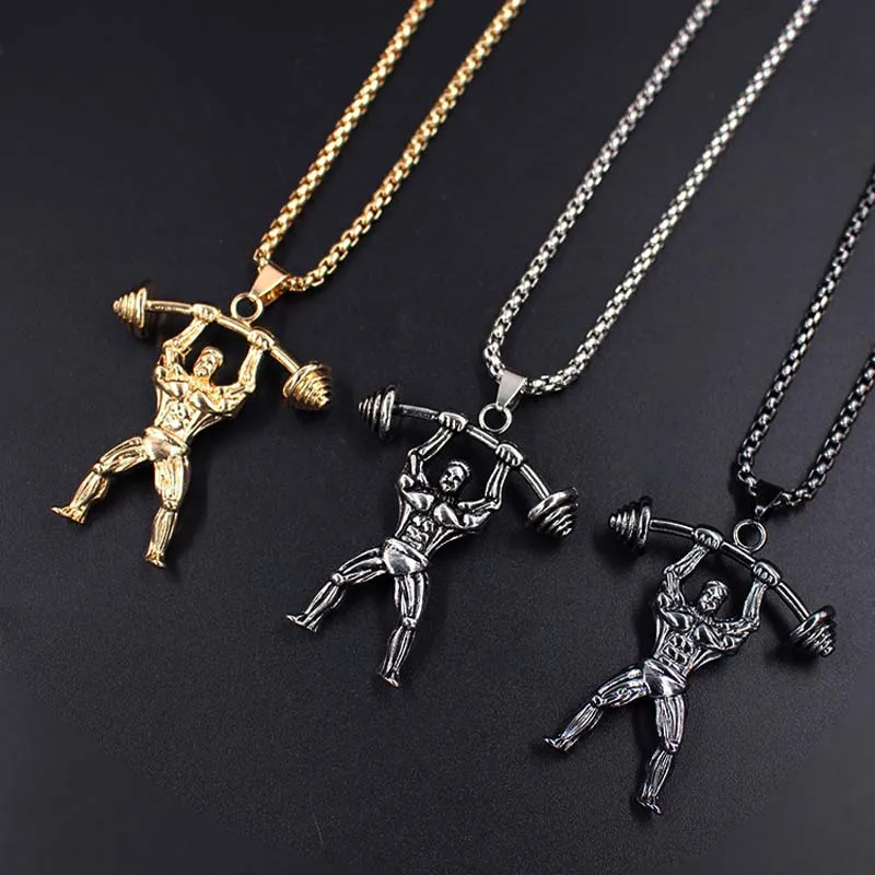 Men Punk Gym Weightlifting Pendants Necklaces Stainless Steel Sports Fitness Weightlifters Necklaces For Men Jewelry xlct018
Men Punk Gym Weightlifting Pendants Necklaces Stainless Steel Sports Fitness Weightlifters Necklaces For Men Jewelry xlct018