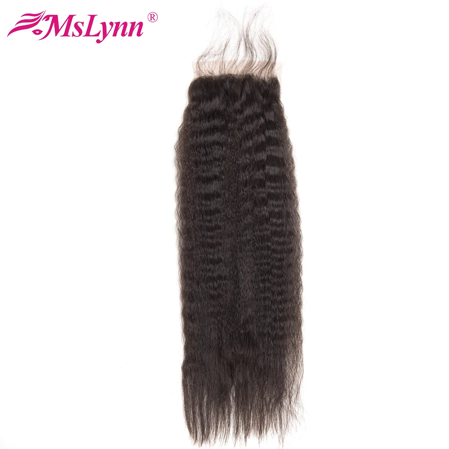 altMslynn Kinky Straight Lace Closure Brazilian Hair 4x4 Human Hair Closure With Baby Hair 100% Non Remy Hair Bundles