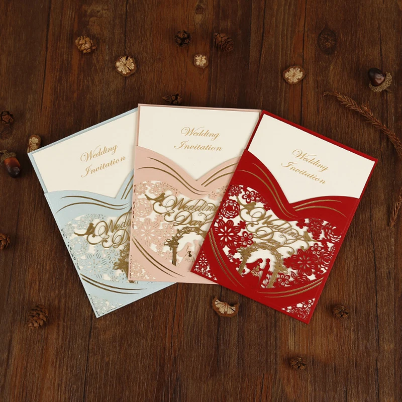 50pcs 3 Colors Laser Cut Bride and groom Wedding Invitations Card Elegant Greeting Card Envelopes Wedding Party Favor Decoration
50pcs 3 Colors Laser Cut Bride and groom Wedding Invitations Card Elegant Greeting Card Envelopes Wedding Party Favor Decoration