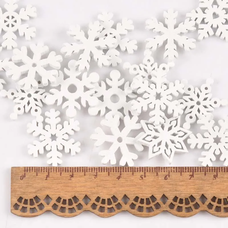 50 шт. 22 мм белая Снежинка деревянные ломтики декорация рукоделие хобби для