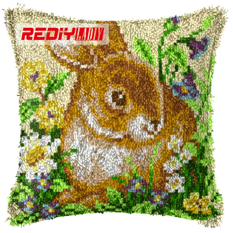REDIY LADIY Latch Hook Cushion Yarn for Embroidery Cushion Cover Rabbit Flowers Pillow Case Car Cushion Home Decorative Pillow
REDIY LADIY Latch Hook Cushion Yarn for Embroidery Cushion Cover Rabbit Flowers Pillow Case Car Cushion Home Decorative Pillow