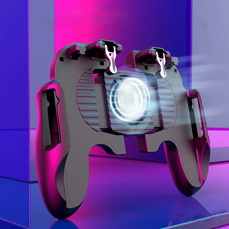 H6 Mobile Game handle integrated gaming trigger L1R1Shooter Fire Button Trigger Heat Dissipation phone holder with fan for PUBG
H6 Mobile Game handle integrated gaming trigger L1R1Shooter Fire Button Trigger Heat Dissipation phone holder with fan for PUBG