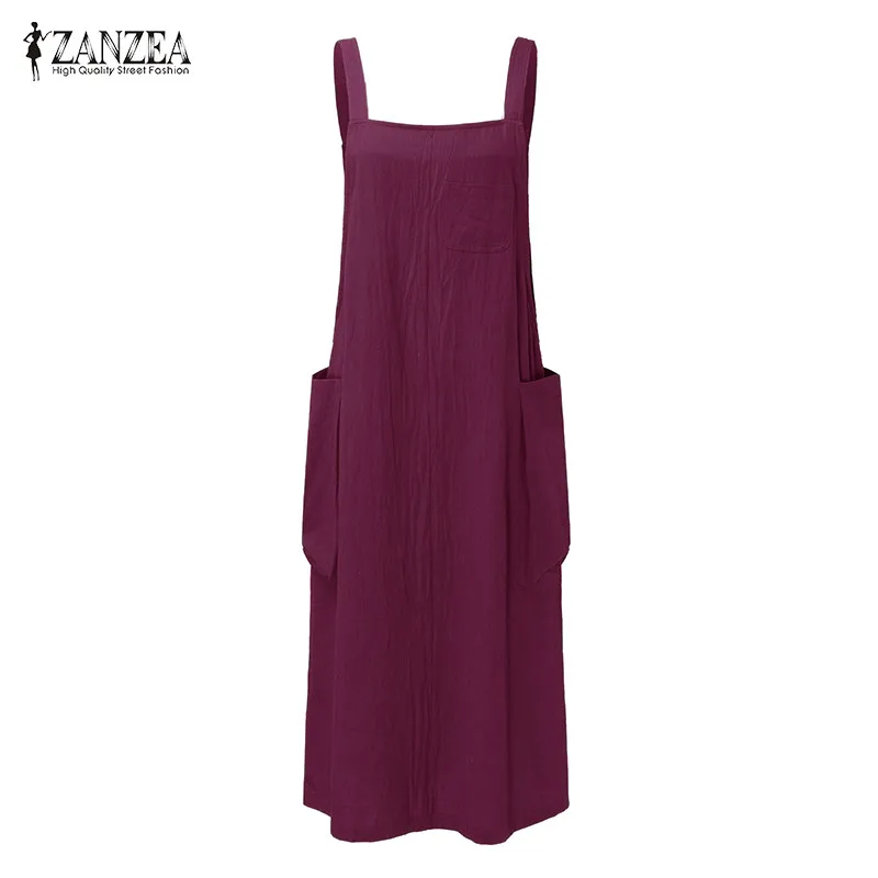 2019 ZANZEA Women Summer Pockets Sleeveless Dungarees Strappy Midi Dress Cotton Linen Solid Sundress Oversized Baggy Vestido
2019 ZANZEA Women Summer Pockets Sleeveless Dungarees Strappy Midi Dress Cotton Linen Solid Sundress Oversized Baggy Vestido