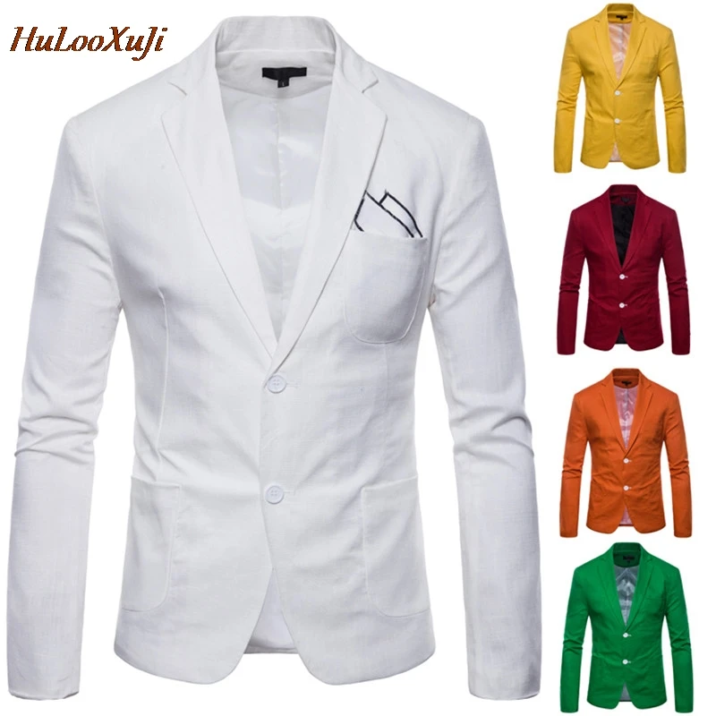 HuLooXuJi 9 Colours Blazers Mens Suits Slim Fit Solid Color Suits Business Casual Spring Summer Flax Cotton Suits US Size:XS-2XL
HuLooXuJi 9 Colours Blazers Mens Suits Slim Fit Solid Color Suits Business Casual Spring Summer Flax Cotton Suits US Size:XS-2XL