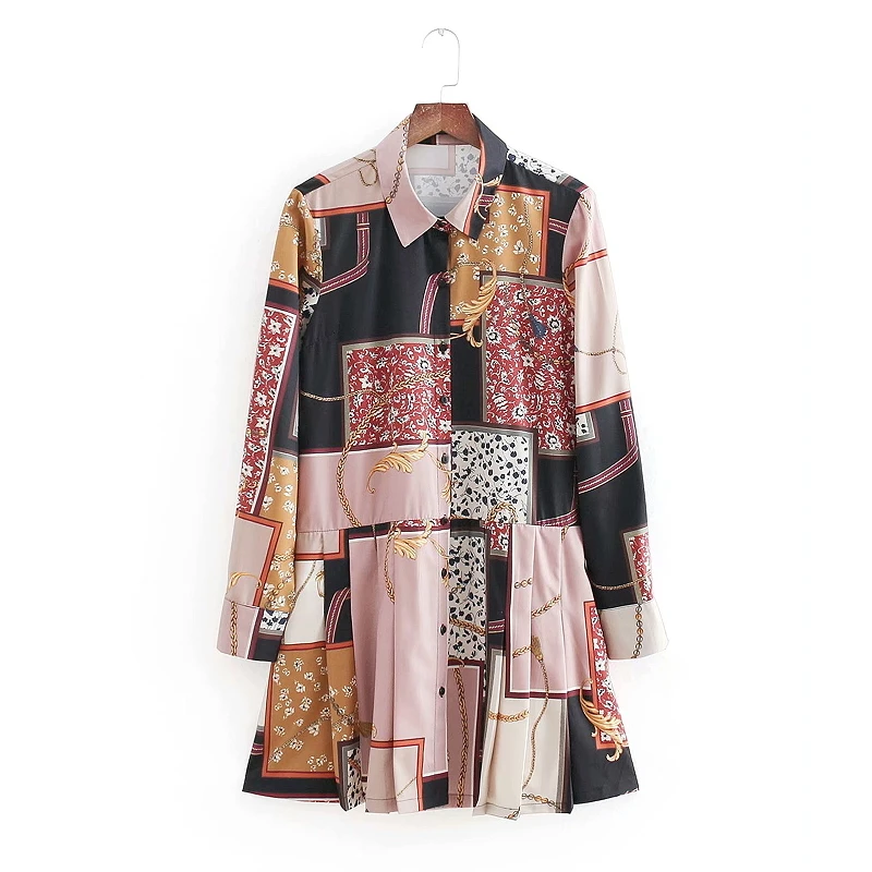 women vintage chain print cloth patchwork mini dress fashion women hem pleated chic vestidos casual slim brand dresses DS1313
women vintage chain print cloth patchwork mini dress fashion women hem pleated chic vestidos casual slim brand dresses DS1313