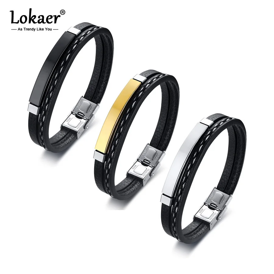 Lokaer Titanium Steel PU Bracelets Casual Personalized Charm Exquisite Accesories Party Gifts Black Men Bracciali Pulsera B19016
Lokaer Titanium Steel PU Bracelets Casual Personalized Charm Exquisite Accesories Party Gifts Black Men Bracciali Pulsera B19016