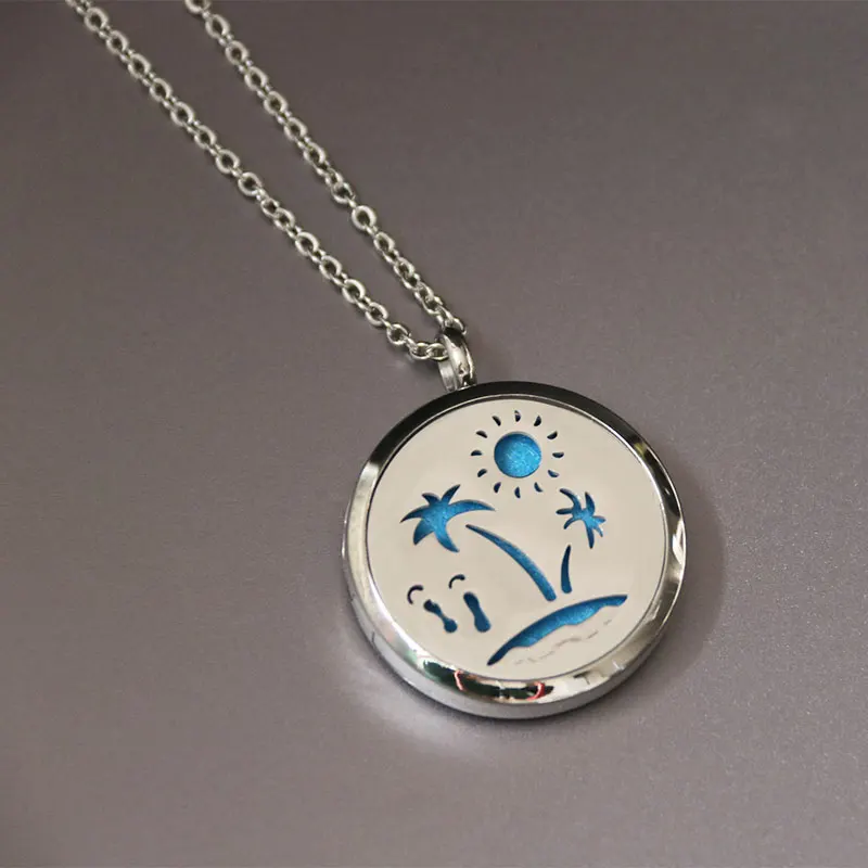 1pc Sunset Beach Print Locket Box Stainless Steel Necklace Personalized Name Custom Jewelry Pendants Necklaces Women Men Gift | Украшения и