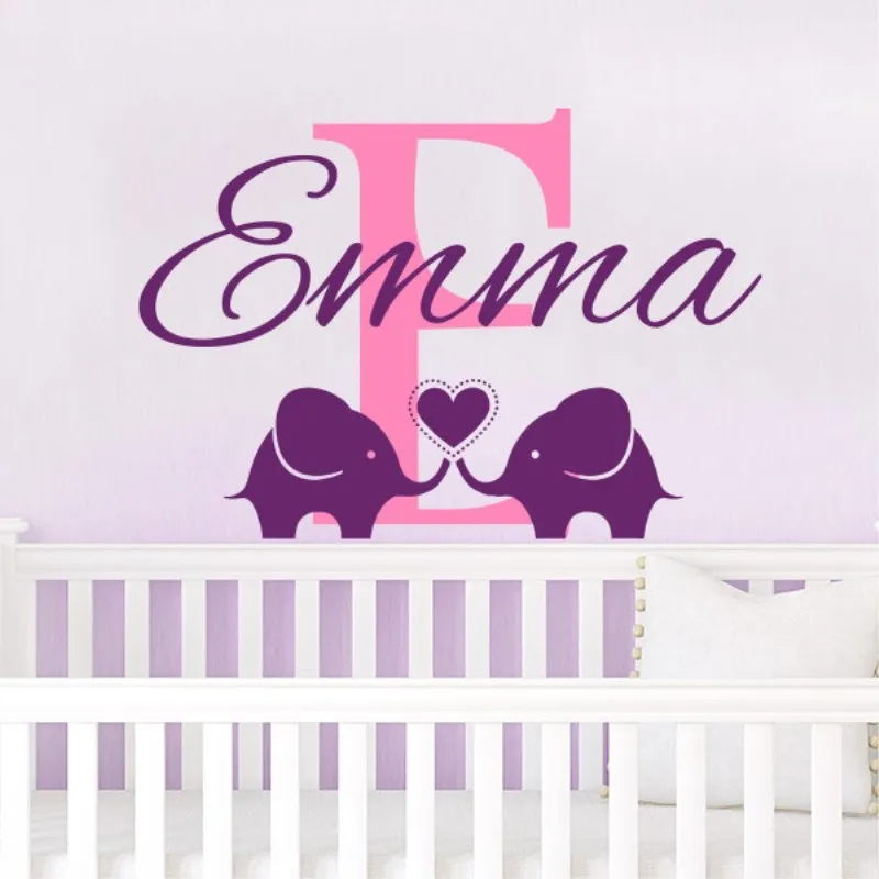Loving Elephants With Custom Personalized Kids Name And Initial Wall Decals Vinyl Mural Sticker Baby Nursery Room Decor D-328
Loving Elephants With Custom Personalized Kids Name And Initial Wall Decals Vinyl Mural Sticker Baby Nursery Room Decor D-328