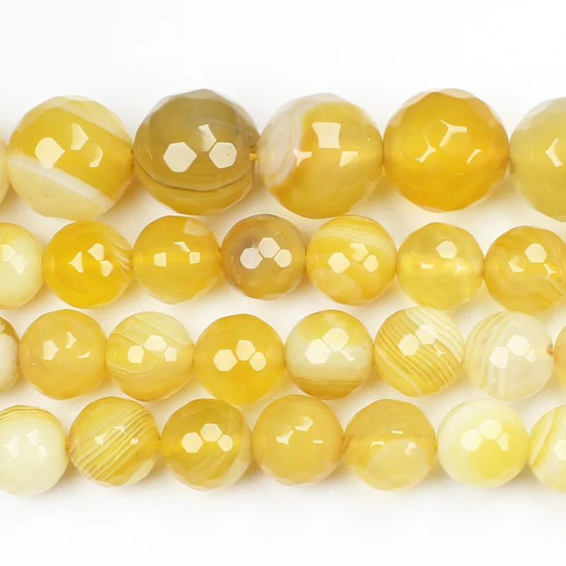 

Natural Faceted Yellow Stripe Agates 6-14mm Round Beads 15inch ,Wholesale For DIY Jewellery Free Shipping !