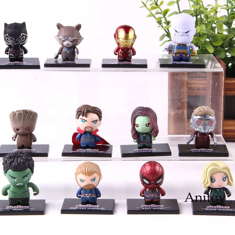 Avengers Iron Spiderman Black Widow Figure Action Rocket Ironman Thanos Dr.Strange PVC Collectioon Model Toy 12pcs/set
Avengers Iron Spiderman Black Widow Figure Action Rocket Ironman Thanos Dr.Strange PVC Collectioon Model Toy 12pcs/set