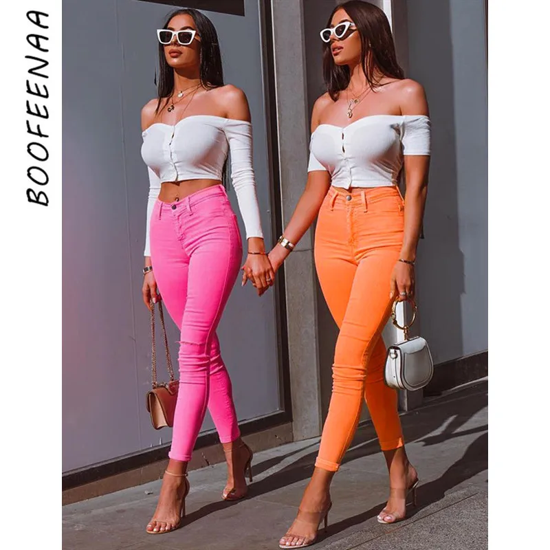 BOOFEENAA Neon Candy Color High Waist Pencil Pants Women Casual Sexy Skinny Trousers Pink Green Orange Summer 2019 C76-AF68
BOOFEENAA Neon Candy Color High Waist Pencil Pants Women Casual Sexy Skinny Trousers Pink Green Orange Summer 2019 C76-AF68